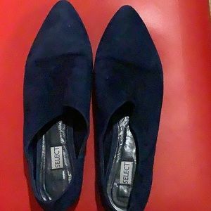 Blue suede flats